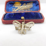 Sterling Silver Filigree Style Butterfly Brooch Vintage c1970
