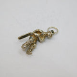 Sterling Silver Cricketer Charm Pendant Vintage c1970s