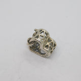 Sterling Silver "Love You Mum" Patterned Heart Shape Charm Bead Vintage c2000