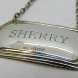 Sterling Silver Lined Pattern Sherry Decanter Label Vintage 1979 London