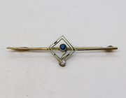 9ct Gold & Sterling Silver, Paste & Spinel Brooch Antique c1930 Art Deco