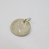 Sterling Silver British Sixpence Coin Charm Pendant Vintage 1957