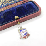 Sterling Silver & Enamel Monmouth Shield Charm Pendant Vintage c1970