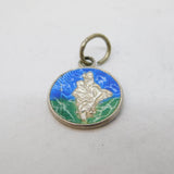 Sterling Silver Enamel St Christopher Charm Pendant Vintage c1970