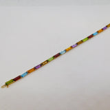 Contemporary 9ct Yellow Gold & Multi-Stone Set Tennis Bracelet 7.8" Length