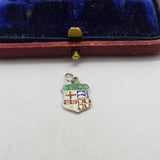 Sterling Silver and Enamel Travel Shield Charm Pendant Vintage c1970