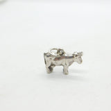 Sterling Silver Simple Standing Cow Charm Pendant Vintage c1970