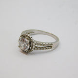 Sterling Silver Cubic Zirconia Set Dress Band Ring Vintage c1970 Size L