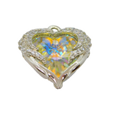 Sterling Silver Caged Crystal Heart With CZ Wings Pendant Modern c2010s