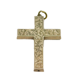 Sterling Silver Patterned Textured Cross Pendant Vintage c1970