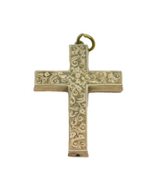 Sterling Silver Patterned Textured Cross Pendant Vintage c1970