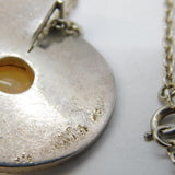 Studio Sterling Silver, 24ct Gold & Opal Set Drop Pendant Necklace Vintage