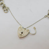 Sterling Silver Patterned Heart Padlock Curb Chain Bracelet Vintage 1975 London