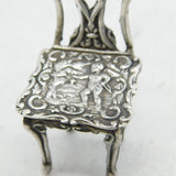 Sterling Silver Flower & Cherub Pattern Dining Room Chair Ornament Vintage