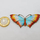 Sterling Silver & Colourful Enamel Butterfly Brooch Pin Antique c1940 Art Deco