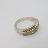 Sterling Silver Multi-Stone Diamond Set Deco Style Ring Vintage c1990 Size N 1/2
