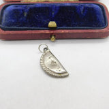 Sterling Silver Antique Half Coin Charm Pendant Vintage c1900