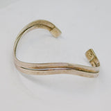 Mexican Sterling Silver Double Strand Wavy Cuff Bangle Bracelet Modern c2000