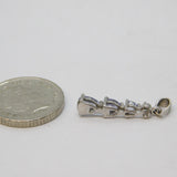 Sterling Silver Tanzanite & Spinel Set Drop Charm Pendant Vintage c1970s