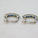 Pair of Contemporary 18ct White Gold, Sapphire & Diamond Hoop Earrings