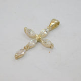 Sterling Silver 5 Marquise CZ Set Cross Pendant Vintage c1990