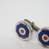 Pair of Sterling Silver & Enamel Spitfire Target Gents Cufflinks Vintage c1980