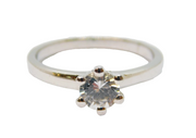 Sterling Silver White Sapphire Solitaire Band Ring Vintage c1970 Size N 1/2