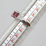 Sterling Silver 3 Pink Tourmaline & White Sapphire Ring Vintage c1970 Size O 1/2