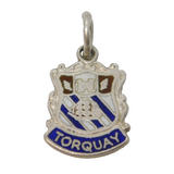 Sterling Silver Enamel Torquay Shield Charm Pendant Vintage c1970