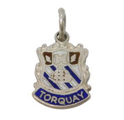 Sterling Silver Enamel Torquay Shield Charm Pendant Vintage c1970