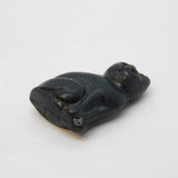 Czech Black Glass Christmas Cracker Cat Charm Antique c1920 Art Deco