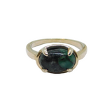 Sterling Silver Natural Blue-Green Cabochon Studio Ring Vintage c1970 Size Q
