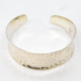 Sterling Silver Mexican Hammered Concave Cuff Bangle Bracelet Contemporary c2000