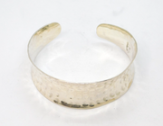 Sterling Silver Mexican Hammered Concave Cuff Bangle Bracelet Contemporary c2000