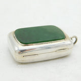 20th Century New Zealand Sterling Silver Nephrite Jade Vesta Case Antique