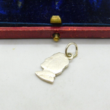Sterling Silver USA Modified One Dime Cut Out Bust Charm Pendant Antique c1940