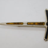 Carrick Jewellery Scottish Sterling Silver, Tiger's Eye & Onyx Dirk Brooch