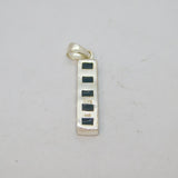 Sterling Silver Natural Shell Striped Stick Drop Pendant Contemporary c2000s