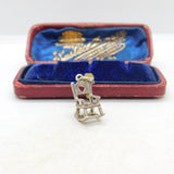 Sterling Silver Heart Form Rocking Chain Charm Pendant Vintage c1970