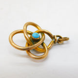 Victorian Rolled Gold & Turquoise Set Knot Pattern Pendant Antique c1890s