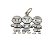 Sterling Silver Three Children Group Charm Pendant Vintage c1970