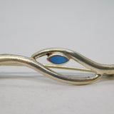 Sterling Silver & Turquoise Set Floral Dress Brooch Vintage c1970s