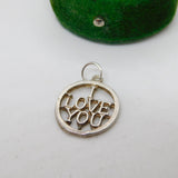 Sterling Silver I Love You Charm Pendant Vintage c1970