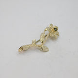 Sterling Silver Bright Cut Sapphire Set Textured Flower Brooch Vintage c1990