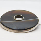 Victorian Scottish Sterling Silver & Banded Agate Target Brooch Antique c1860s