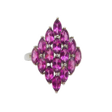 Sterling Silver 16 Almandine Garnet Statement Ring Vintage c1970 Size N 1/2
