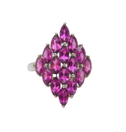 Sterling Silver 16 Almandine Garnet Statement Ring Vintage c1970 Size N 1/2