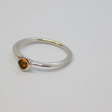 Sterling Silver Topaz Solitaire Stacking Band Ring Vintage c1970 Size L 1/2