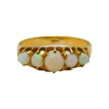Victorian 18ct Yellow Gold Graduating Opal Dress Ring Antique c1880s