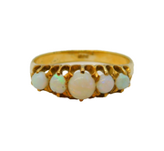 Victorian 18ct Yellow Gold Graduating Opal Dress Ring Antique c1880s
